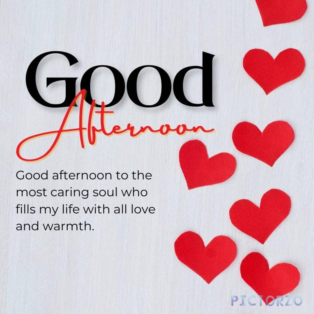 A hand-drawn image of a heart with the text "Good afternoon to the most caring soul who fills my life with all love and warmth". The image is drawn in a simple but elegant style, and the colors are soft and soothing.