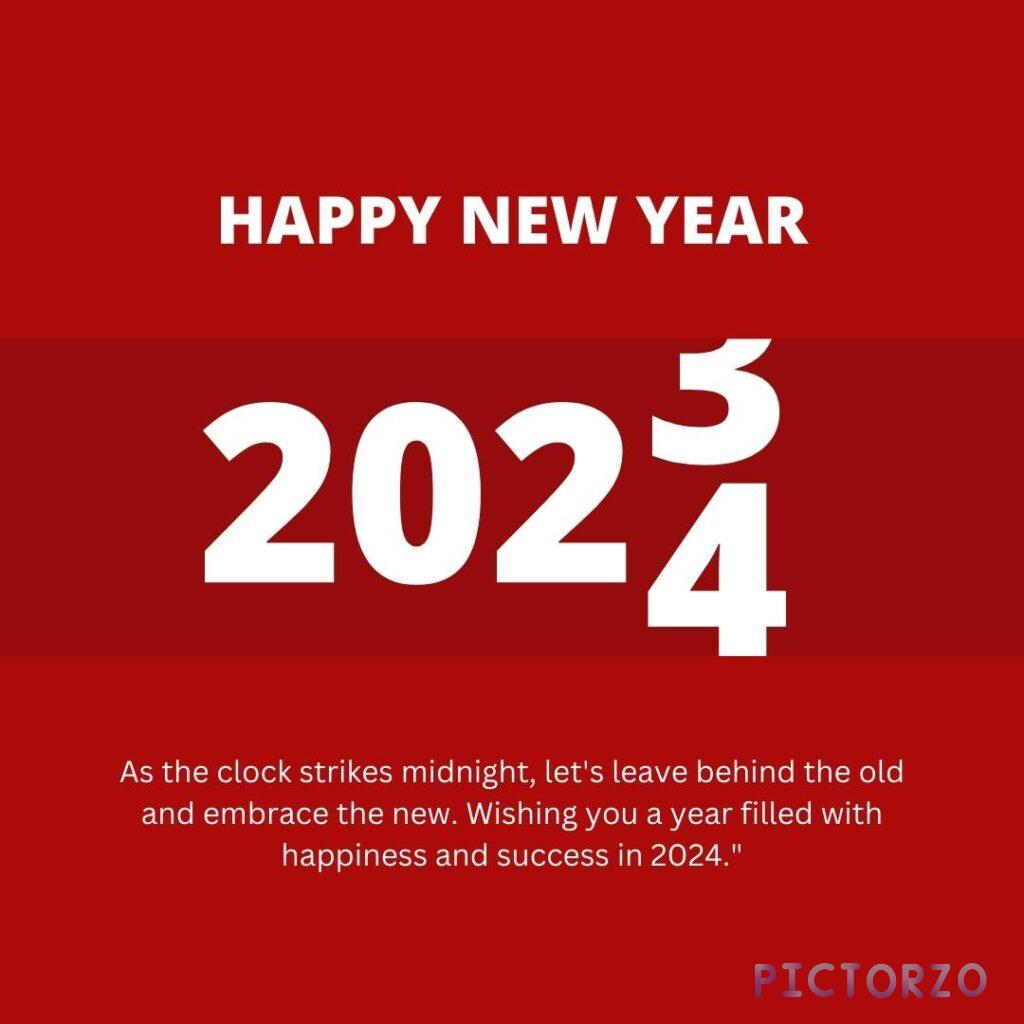 A countdown clock ticks down to midnight as a dazzling fireworks display fills the night sky, marking the arrival of Happy New Year 2024